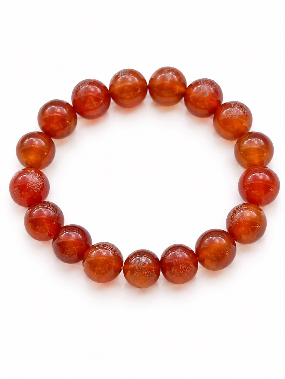 Red Agate Buddhist Lotus Beaded Bracelet